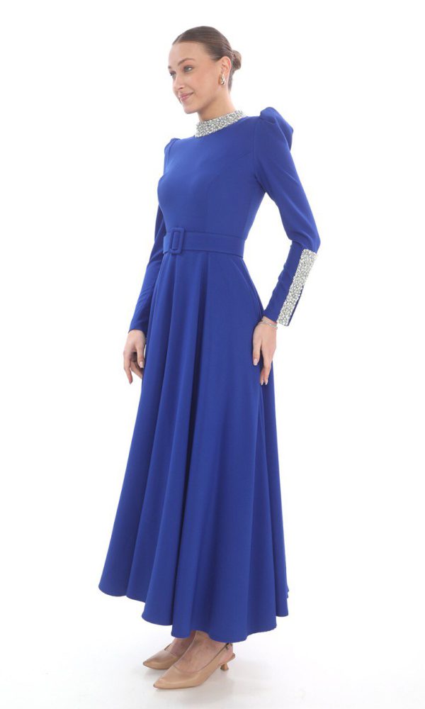 שמלה מקסי כחול-מודה